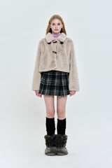 TOGGLE POINT CROP FUR JACKET [GRAY]