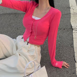 メルティングUネックリブドクロップカーディガン