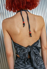 ウェイビーホルタースリーブレス/wavy halter sleeveless_ navy