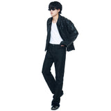 WRINKLE LEATHER SINGLE JACKET BLACK