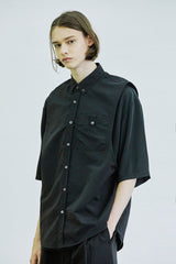 スリーブレス ナイロン シャツ / sleeveless nylon shirt black