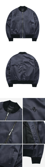 [24SS] パッカリングサテン MA-1 ジャケット BLACK