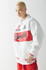 スポーティロゴカラーバーシティジャケット/BSR2223FWJK023 SPORTY LOGO COLLAR VARSITY JACKET WHITE