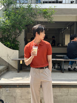 マッスルフィットVネックヘンリーネックショートスリーブニットウェア (4 colors)