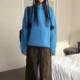 [Wool 10/6color] タムタムコージービビッドラウンドルーズフィット長袖ニット