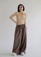 コルセットクロップカラーTシャツ/Corset Crop Collar T-shirt (3color)