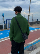 メント ハーフ ジップアップ ニット