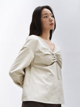 PINTUCK POINT BLOUSE [ MINT GRAY ]