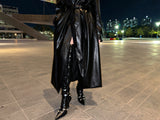 Double leather long coat