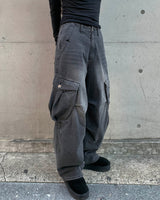 Oval cargo denim pants
