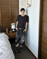 ダメージデニムショーツ
