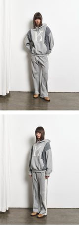 Mixed Fabric Knit KUYRI K Hoodie (Melange Gray)