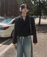 ルシッドクロップラップブレザー / [自主製作] Lucid crop wrap blazer (2 color)
