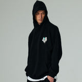 (フリース VER)ハートプリンティングパーカー/(FLEECE VER) HEART PRINTING HOODIE-BLACK