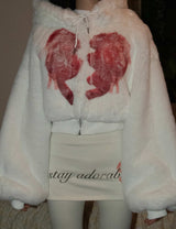 Broken Heart Fluffy Hooded Jacket