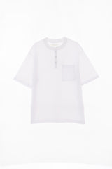 LMN コットンハーレーネックポケット半袖Tシャツ