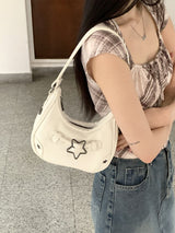 スタニーヴィンテージスターバックルデニムホーボショルダーバッグ / Staney Vintage Star Buckle Denim Hobo Shoulder Bag