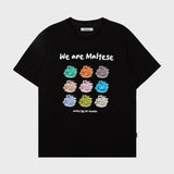 マルチーズクレヨンドローインフハーフスリーブTシャツ / Maltese crayon drawing half sleeve tshirts