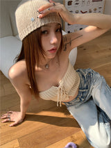 レイヤードニットチューブトップ / layered knit tube top