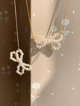 アイレットリボンパールネックレス / [925silver] Eyelet ribbon pearl necklace