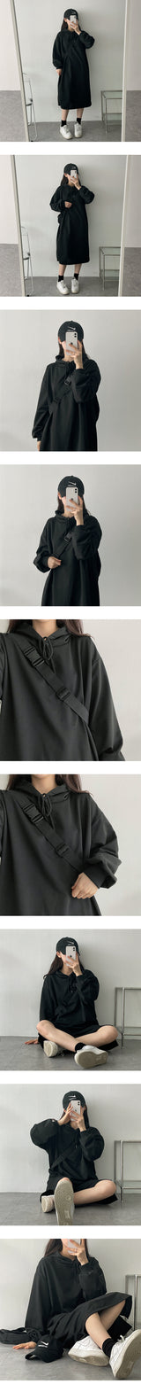ボトムスリットフードドレス/Bottom slit hooded dress