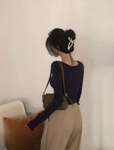 [BELLIDE MADE] SWING RIB CROPED LONG-Sleeved T-SHIRT