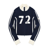 LINE POINT HIGH NECK KNIT ZIP UP [NAVY]