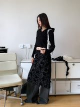 ブラックロングシースルースカート