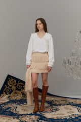 Fringe tweed skirt