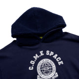 [UNISEX] Faux Shearling-Trimmed Cotton-Jersey Hoodie (Navy) (6656664797302)