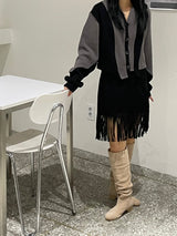 Oblique crop cardigan 