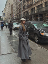 [WOOL 50%/MADE] wool maxi trench mac coat
