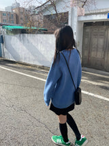 ブルー モヘア V ネック ニット