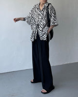 SI オーバーサイズフィットゼブラ半袖シャツ / SI Oversized Fit Zebra Short-Sleeved Shirt (3XL)