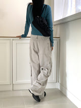 ケーズY2Kグレーポケットカーゴコットンパンツ/Keds Y2K Gray Pocket Cargo Cotton Pants