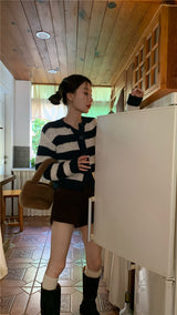 ストライプウールニットカーディガン/striped wool knit cardigan