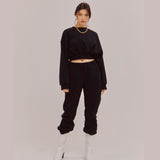 SETSETSET BACK RIBBON SWEAT SHIRT BLACK (6652450406518)