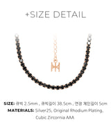 ブラックミニテニスネックレス/[S925] Black Mini Tennis Necklace (rosegold)