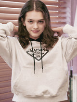 Women's Crop Maison Signature Emblem Two-Tone HeavyTerry Hoodie Ashgrayblack(FCD3TS715W)
