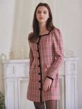 JENNY CHECK WOOL ONEPIECE_PINK (6638373929078)