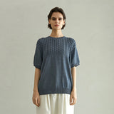 ケーブルハーフスリーブニット/CABLE HALF SLEEVE KNIT (MIDNIGHT BLUE)