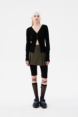チェリーポップルクロップカーディガン / CHERRY POPPLE CROP CARDIGAN [BLACK]