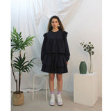 Floria shirring blouse (navy) (6656432242806)