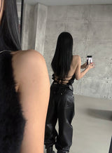コートレザーワイドパンツ