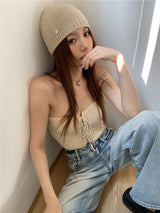 レイヤードニットチューブトップ / layered knit tube top