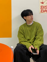 ツイストクロップドラウンドニット 5C