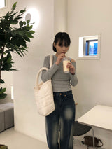 Funny diagonal slim off-shoulder T 