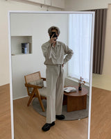 ツータック ベルト ジャンプスーツ / RO Two-Tuck Belted Jumpsuit (4 colors)
