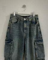 Strap carpenter cargo denim pants