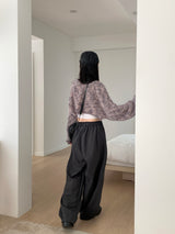 Clip string banding pintuck long wide slacks